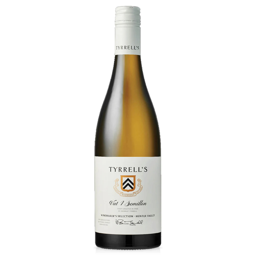 Tyrrell's white wine bottle on a white background