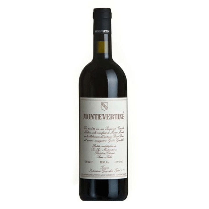 Montevertine wine bottle on a white background